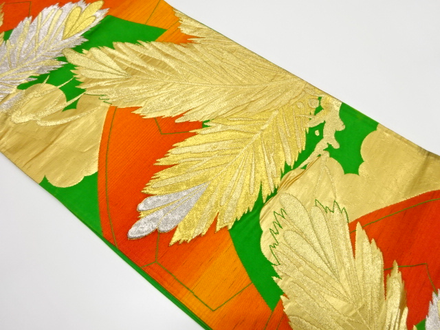 JAPANESE KIMONO / ANTIQUE FUKURO OBI / SILK / WOVEN YOUNG PINE